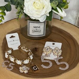 NWT Elegant Gold and White Costume Jewelry Set